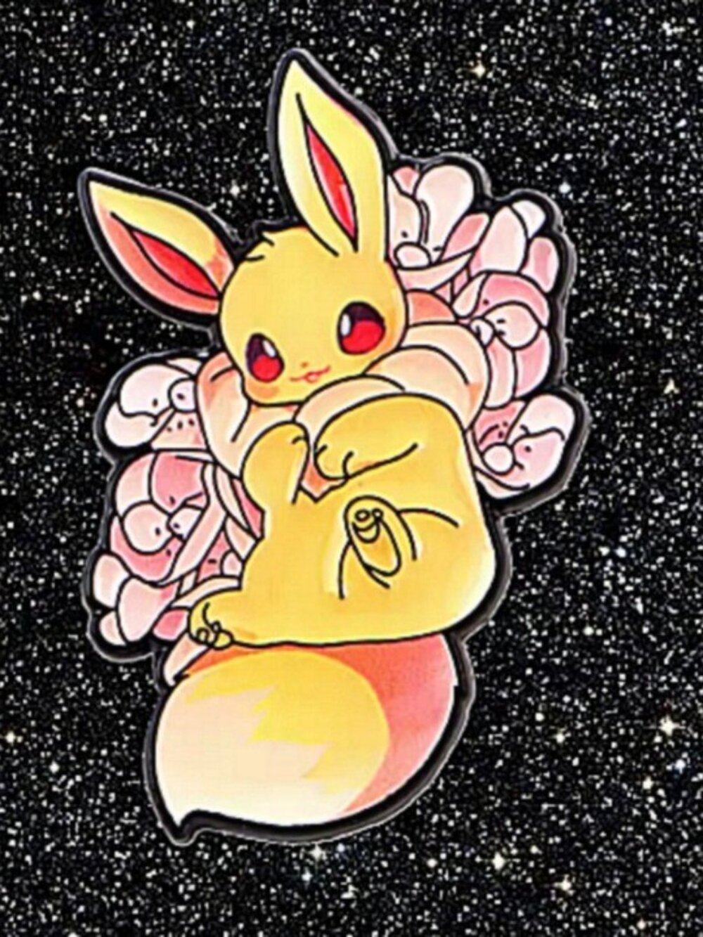 Pokemon Eevee Enamel Pin - Floral Fox Style Cute Kawaii Anime Badge Gift